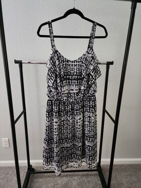 Black & White Patterned Ruffle Sundress
